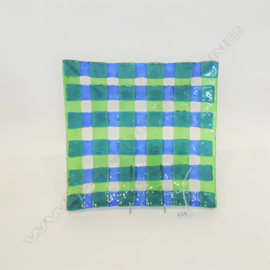 STEPHEN BRADBOURNE WOVEN GLASS TRELLIS DISH, INITIALLED SB