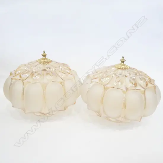 PR VINTAGE PEACH GLASS CEILING LIGHT FITTINGS...