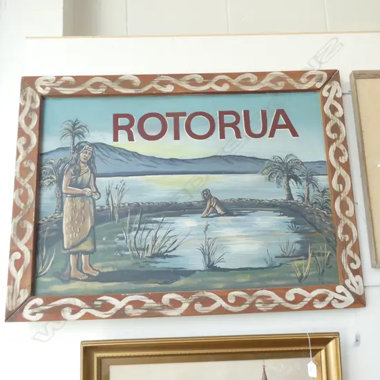 'ROTORUA' ARTWORK ACRYLIC ON BOARD 985 X 725MM