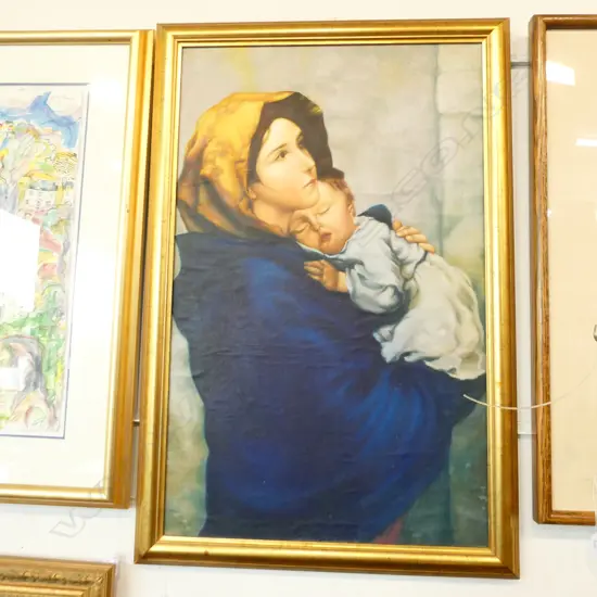 OIL ON CANVAS MOTHER AND CHILD 890 X 590MM