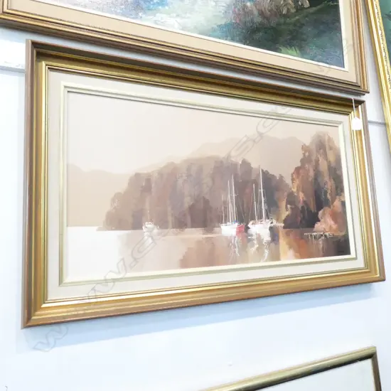 ROGER HARRISON 'SHELTERED BAY' OIL ON BOARD