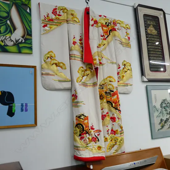 JAPANESE WEDDING KIMONO AND DISPLAY ROD