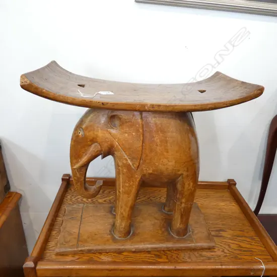 CARVED WOODEN ELEPHANT STOOL H. 530MM