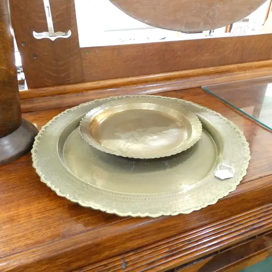 2 BRASS TRAYS 540MM DIA