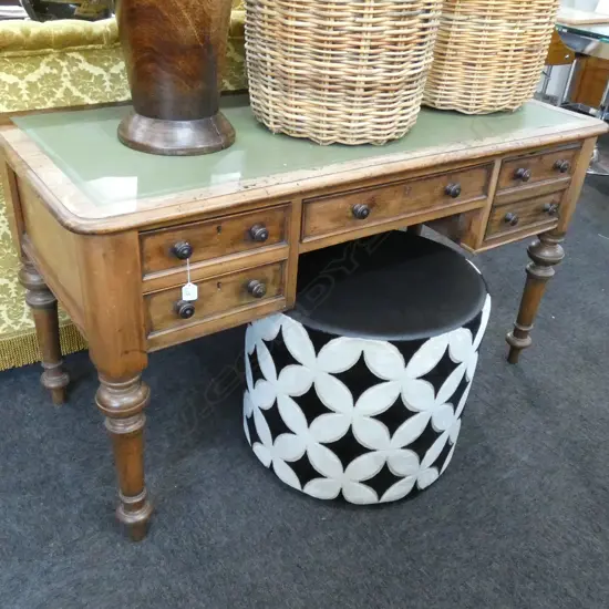 COLONIAL LEATHER TOPPED DESK W. 1300MM D. 570MM