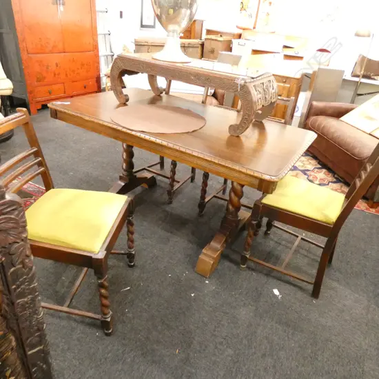 BARLEY TWIST TABLE L. 140MM AND 4 CHAIRS