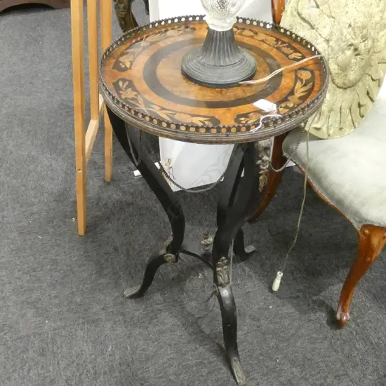 3 LEGGED INLAY SIDE TABLE FAULTED TOP H. 745MM