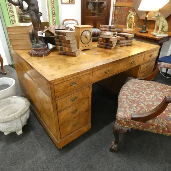 WALNUT TWIN PEDESTAL DESK L1520 MM