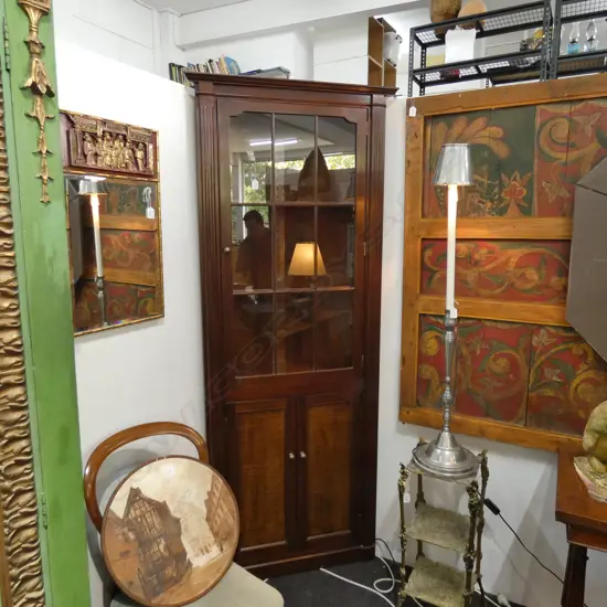 MAHOGANY GLAZED CORNER CABINET H 2040 MM