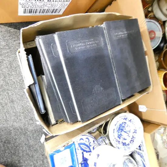 BOX LOT ANTIQUE BOOKS; 13 AUTOMOBILE, KIRI TE KANAWA, 5 VOLS. HOUSEHOLD PHYSICIAN C.1900