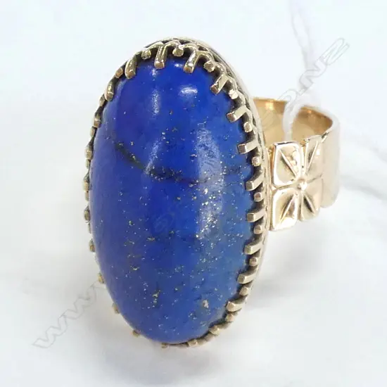 9CT LAPIS LASULAI RING LGE CABOCHON 11.9GMS