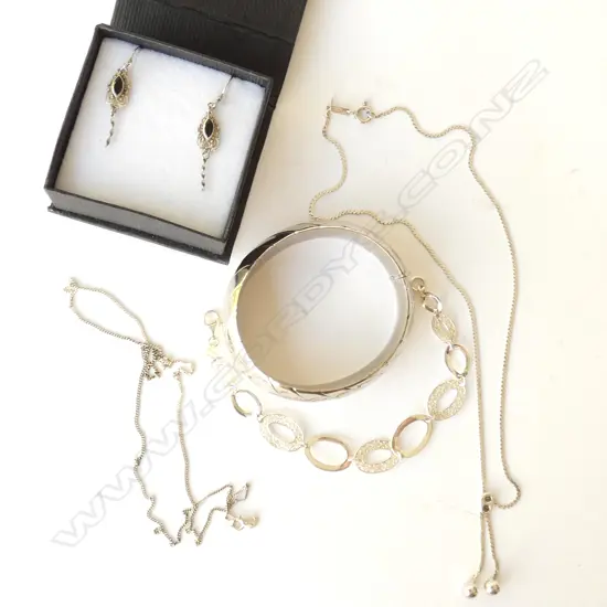 S/SILVER STAMPED 925, BRACELETS/ OROTON S/S NECKLACE & ONYX EARRINGS