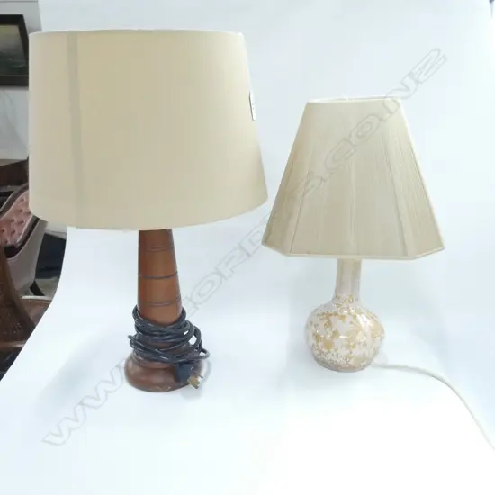 2 LAMPS; TURNED WOOD AND OTHER