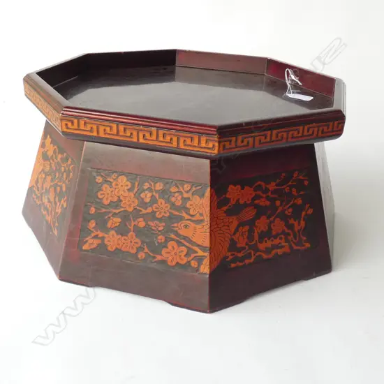 ORIENTAL LACQUERED OCTAGONAL PLANT POT STAND...
