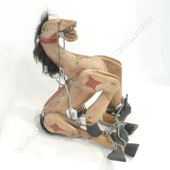 CARVED WOODEN HORSE PUPPET L. 280MM
