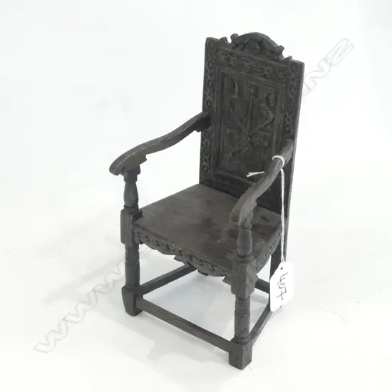 MODEL OF SHAKESPEARE'S CHAIR AS MADE FOR QUEEN MARYS DOLL HOUSE