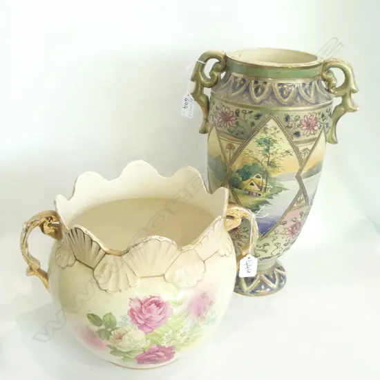 TWO VICTORIAN ERA VASES; ONE JAPANESE H. 360MM