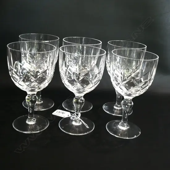 6 STUART CRYSTAL WINE GLASSES