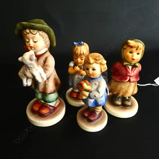 4 HUMMEL LOVE PETALS 804--LOST SHEEP 68 2/0, GIRL WITH NOSEGAY 239A--CLEAR AS A BELL 2181