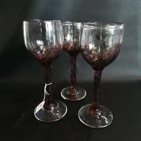 3 HOGLUND GLASS WINE GLASSES