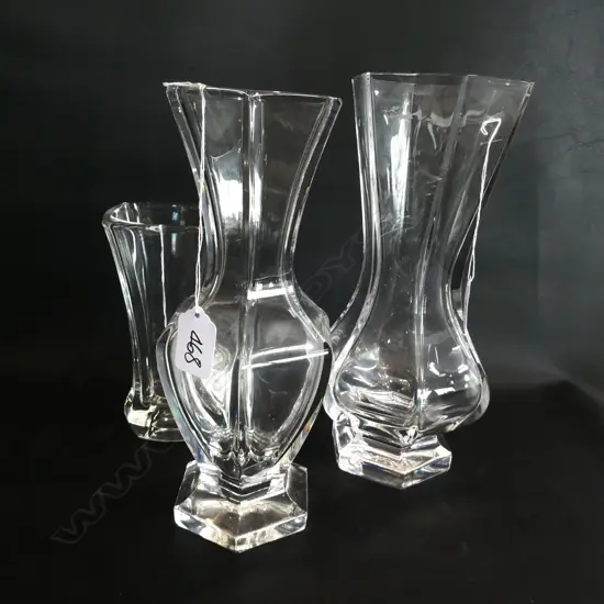 3 FRENCH CLEAR GLASS VASES