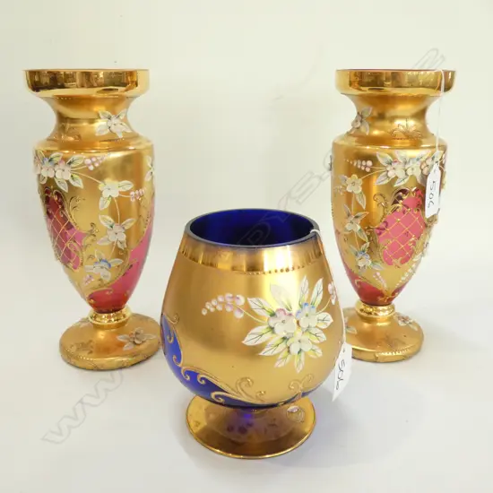 PR OF VENETION  GLASS VASES + BRANDY BALLOON