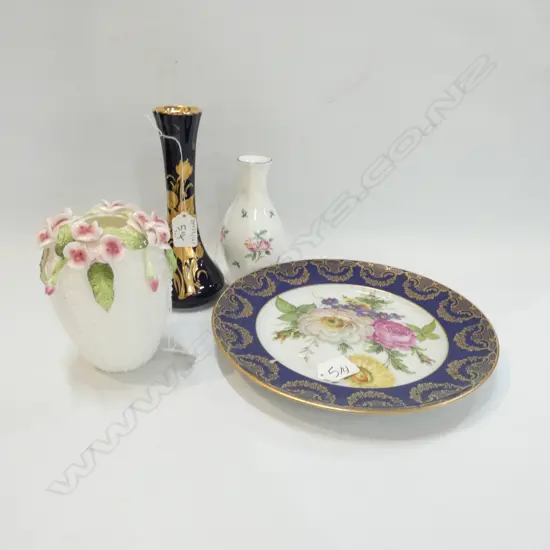 3 SMALL CHINA VASES + R/BAYRUETH PLATE