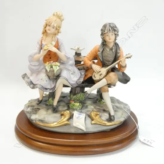 CAPIDEMONTE FIGURE GROUP GIRL WITH LUTE PLAYER