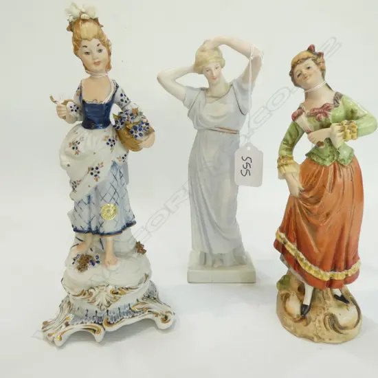 CAPIDEMONTE FIGURE OF A GIRL + 2 OTHER FIGURES