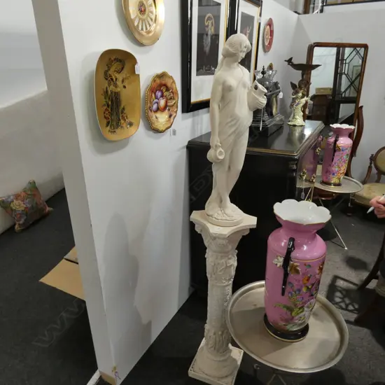 WHITE FIGURAL LADY ON PLINTH