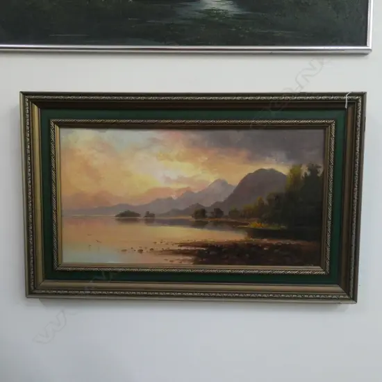 A 19TH CENTURY FRAMED OIL ON BOARD OF LAKE  TE ANAU