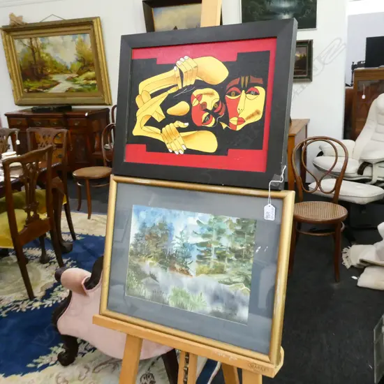 2 PAINTINGS. LILIAN H.. WET + 2 EMBRACING FIGURES