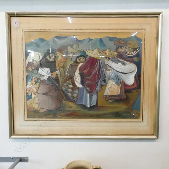 GERTRUDIS CHALE GAUCHE ARTWORK SOUTH AMERICAN SCENE 780 X 645MM