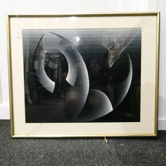 LLOYD HILLYER DARK ABSTRACT ACRYLIC ON BOARD 635 X 530MM 