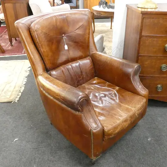 LEATHER LIBRARY CHAIR 
