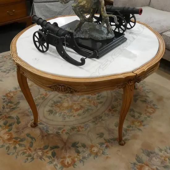 ITALIAN MARBLE TOP CARVED  SIDE TABLE  H. 508 D. 100