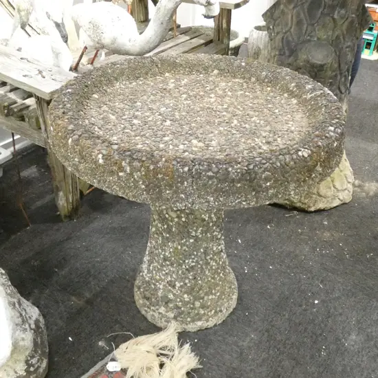 PEBBLE CEMENT BIRD BATH H. 650MM DIA. 650MM