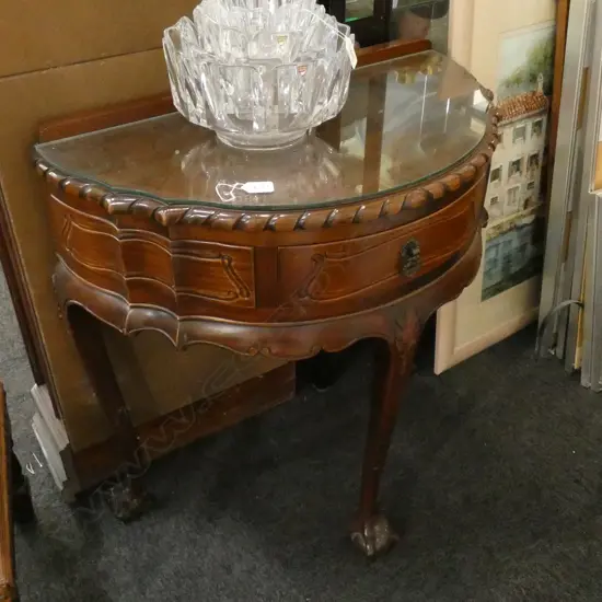 MAHOGANY 1/2 ROUND SIDETABLE