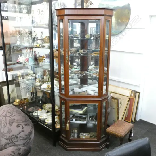TALL MAHOGANY CORNER CABINET