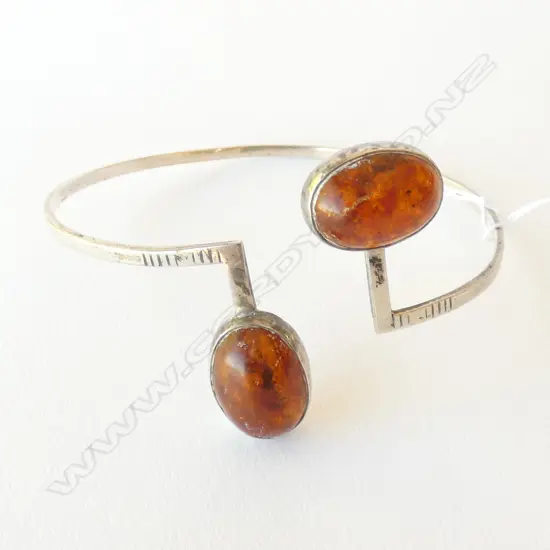 SILVER AND AMBER BANGLE