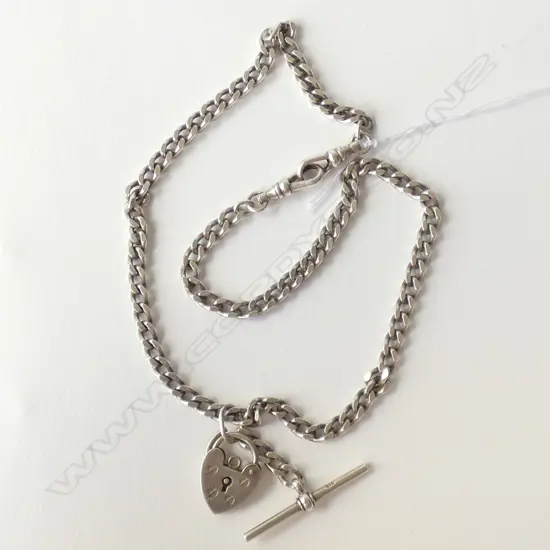 STG SILVER FOB CHAIN + LOCKET L. 450MM 34 GRAMS