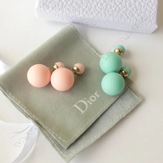 TWO PAIRS OF DIOR "BUBBLE" EARRINGS IN ORIGINAL BAG AND PACKAGING (MARKED DIOR)