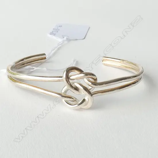 SILVER DOUBLE LOVE KNOT SLAVE BANGLE  17.7 GMS