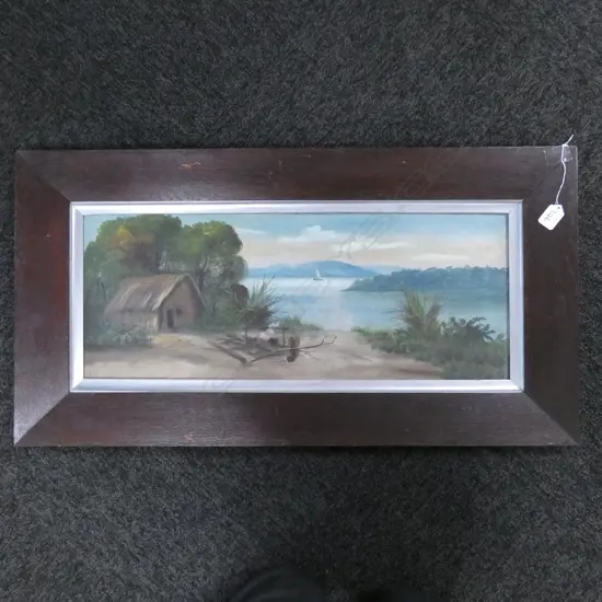 ATTRIBUTED HENRY GARRATT (DE RITZ) OIL ON CARD, IN OAK FRAME. 81 x 42.5cm OVERALL