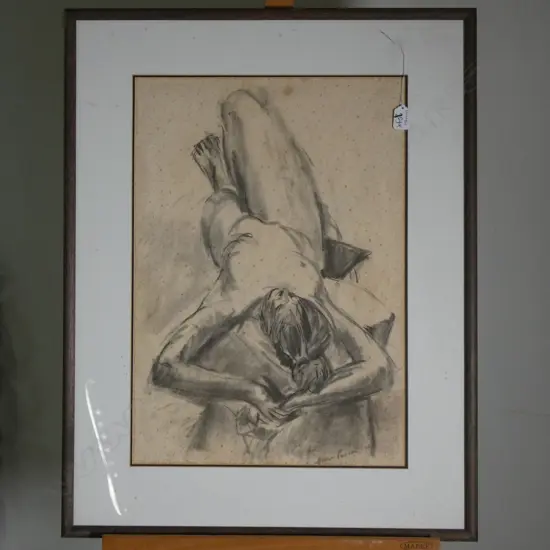 ARTIST UNKNOWN NUDE PENCIL STUDY 90 FOXING 580 X 400 MM