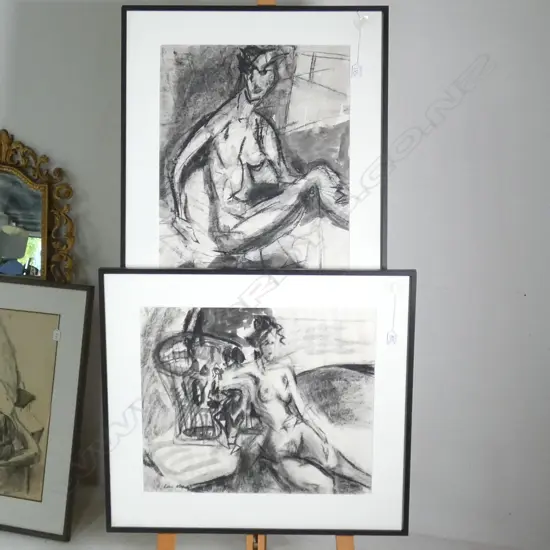 LOUIS WOLCHONEK (USA 1898-1973) MIXED MEDIA 2 NUDE STUDIES 580 x 460mm