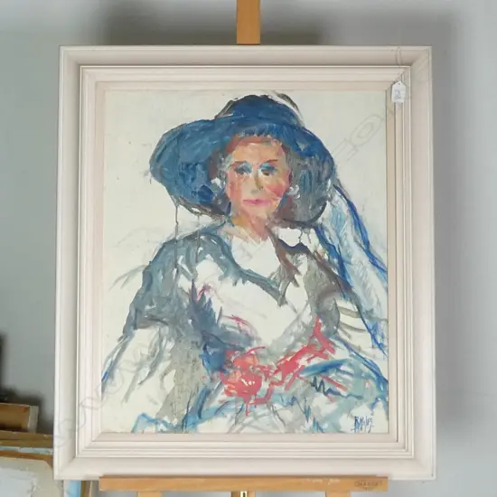 P MILES ACRYLIC ON BOARD PORTRAIT OF A WOMAN 600 X 500 MM