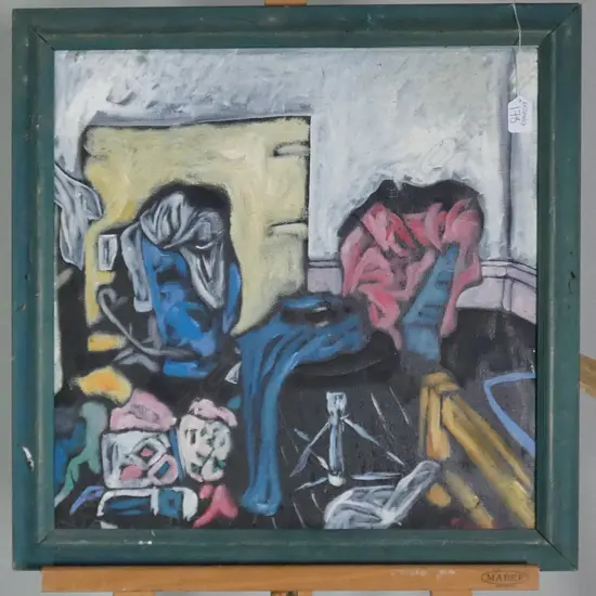 W JODON OIL ON CANVAS INTERIOR SCENE 96 480 X 480 MM