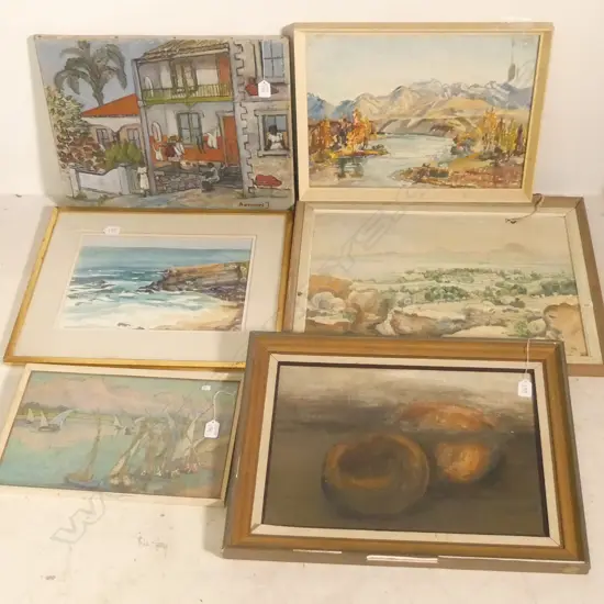 6 ASST ARTWORKS OILS/W/COLOURS ETC