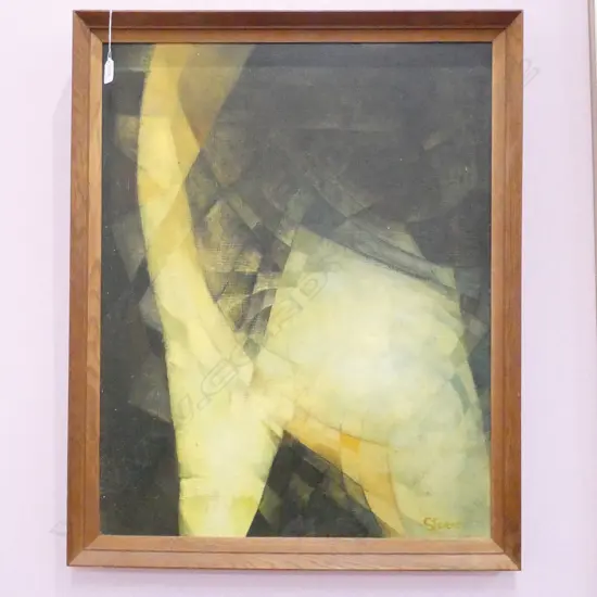 ELIZABETH STEVENS (1923-2009) ACRYLIC ON BOARD YELLOW NUDE 760 X 500 MM
